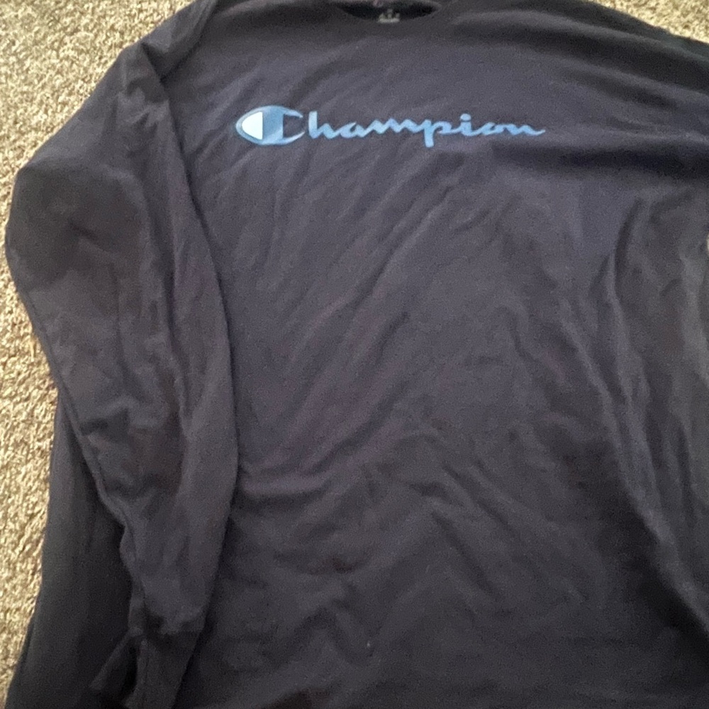 Champion Navy Blue Long Sleeve Tee Classic Design